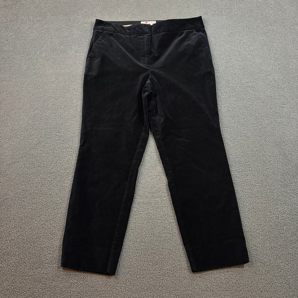 Boden Pants Womens 10R Black Velvet Richmond Trousers Straight Leg Stretch T0440
